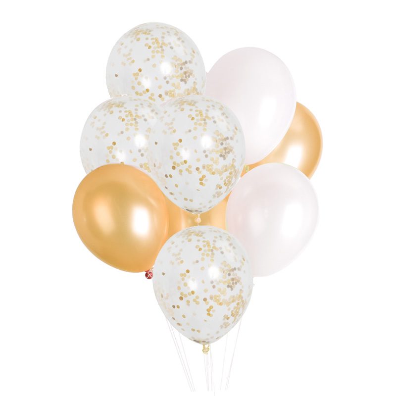 White gold confetti balloon bouquet helium balloon