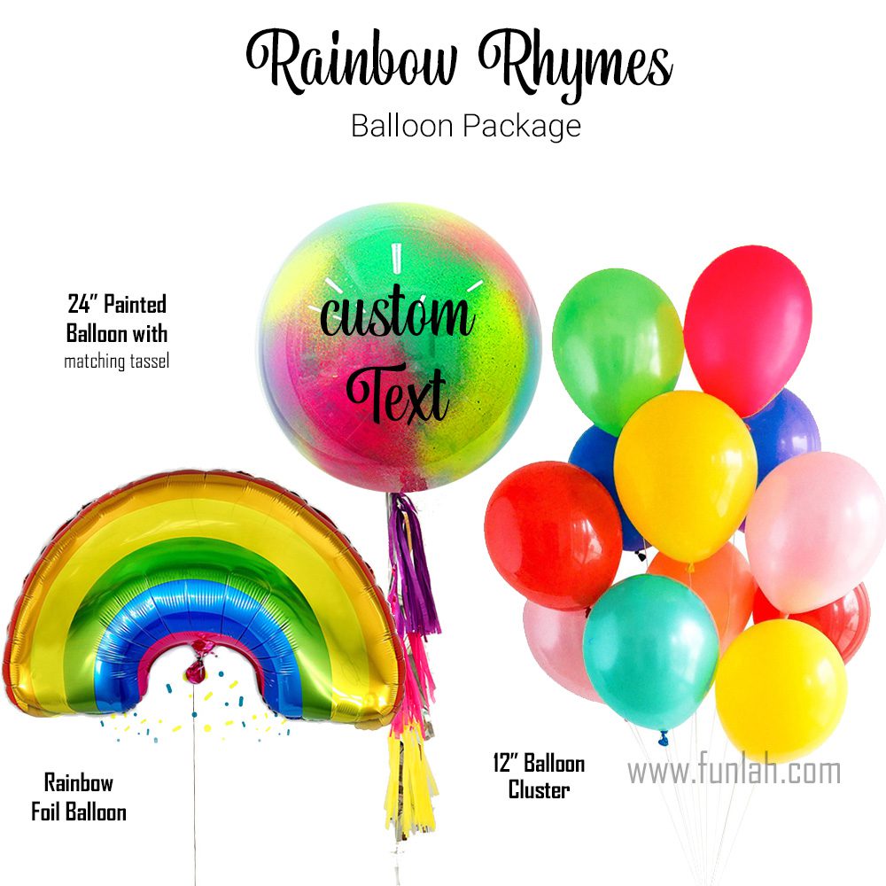 Funlah Rainbow Rhymes Balloon Package With Customize Balloon Helium Balloon