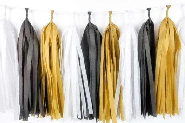 Happy Birthday Party Tassels Black Champagne Gold