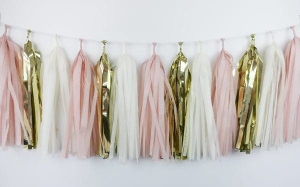 Happy Birthday Party Tassels Gold Pink White