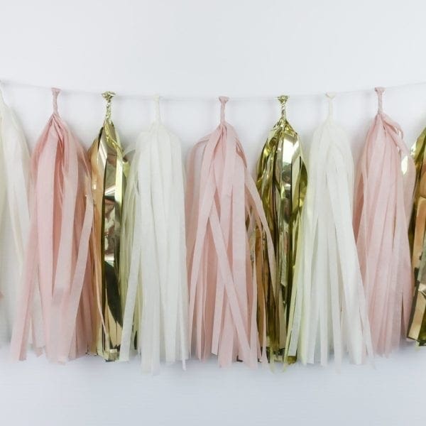 Happy Birthday Party Tassels Gold Pink White