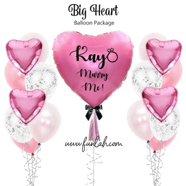 Big Pink Heart Proposal Balloon Package