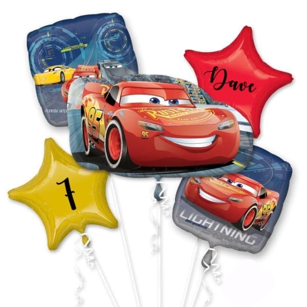 Cars lightning mcqueen helium foil balloon bouquet