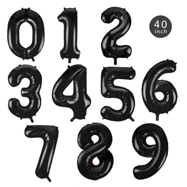 40 INCH JUMBO BLACK NUMBER FOIL BALLOON letters