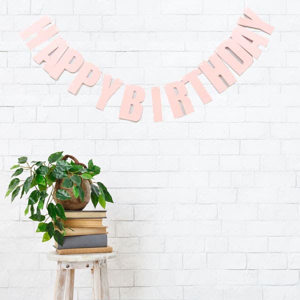 Bold Script Happy Birthday Bunting Pink
