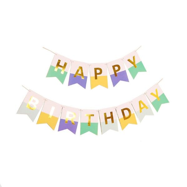 Purple Yellow Green Happy birthday Bunting