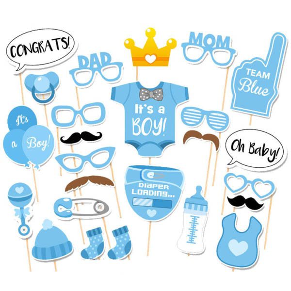 Baby Boy Daipers Photobooth Props 25 Pcs set