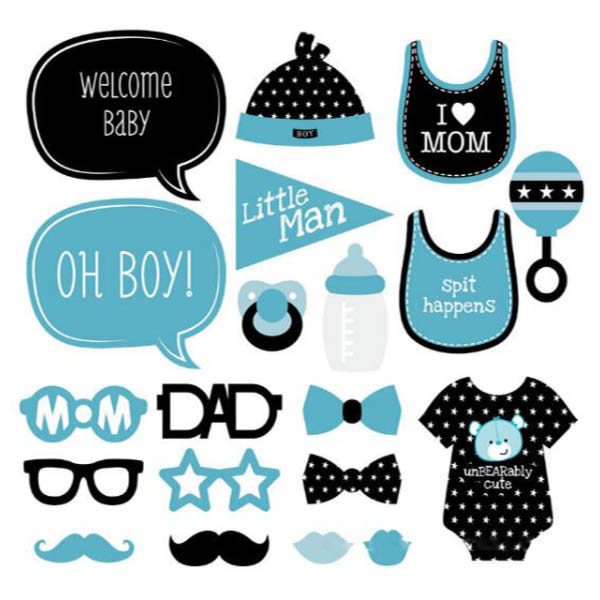 Welcome Baby Boy Photobooh Props 20 pcs set