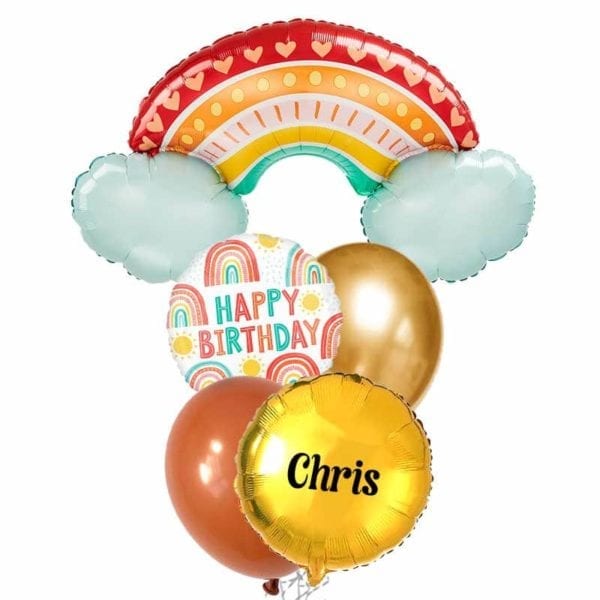 Retro Patterned Rainbow Clouds Balloon Bouquet
