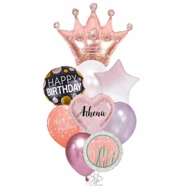 XL Rose Gold Crown Birthday Balloon Bouquet