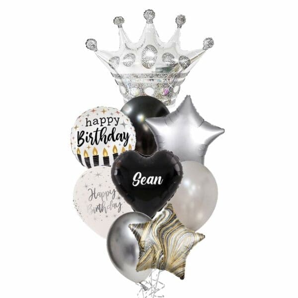 XL Silver Crown Birthday Giant Balloon Bouquet