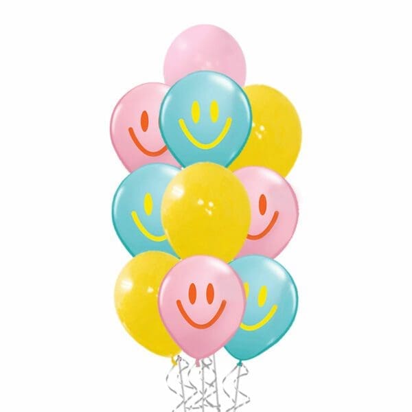 12" Pink Smiley Balloon Bouquet