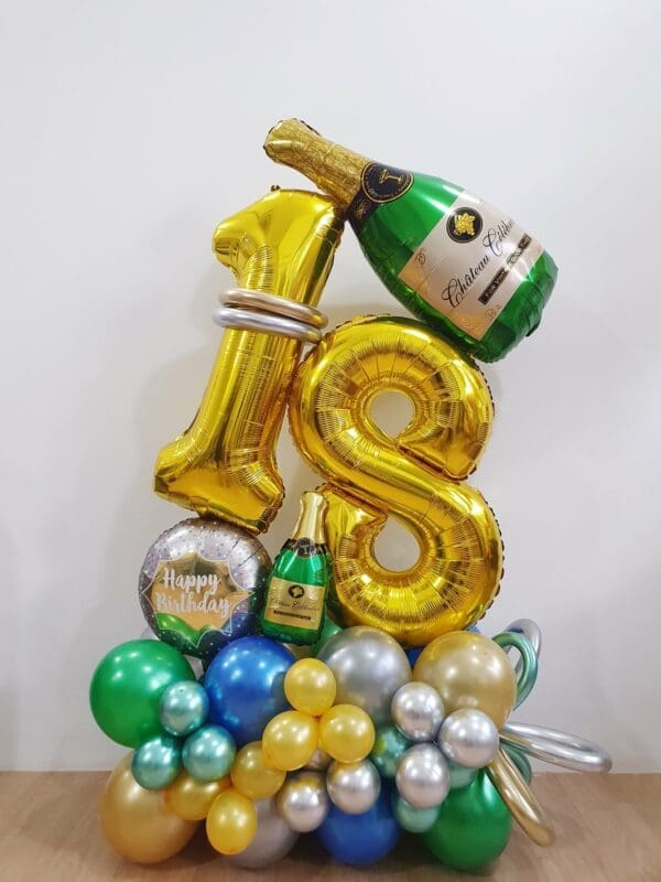 Green Champagne Bottle Deluxe Celebrations Balloon Package - Image 2