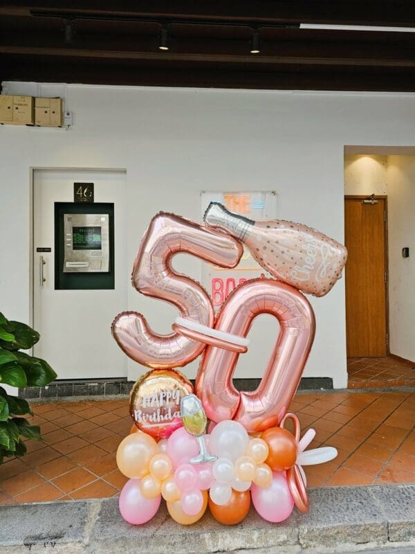 Rose Gold Champagne Bottle Deluxe Celebrations Balloon Package - Image 2