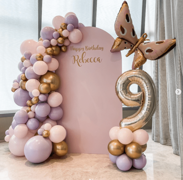 Pink Board Backdrop with garland