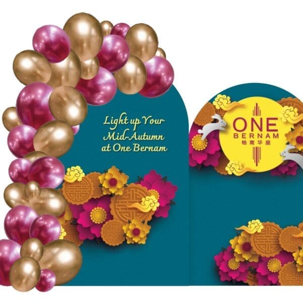 Duo Display Custom Backdrop with Balloon Garland