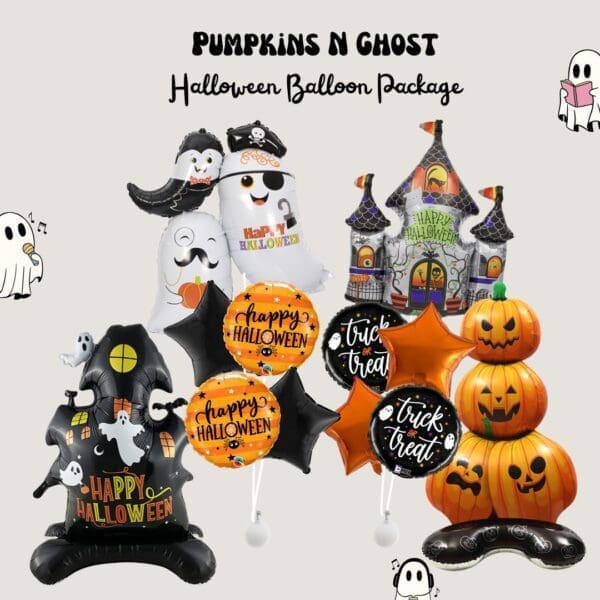 Pumpkin and ghost halloween balloon package