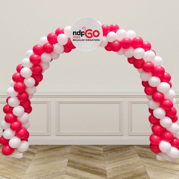 National Day Standard Balloon Arch Spiral Design with Signage Board