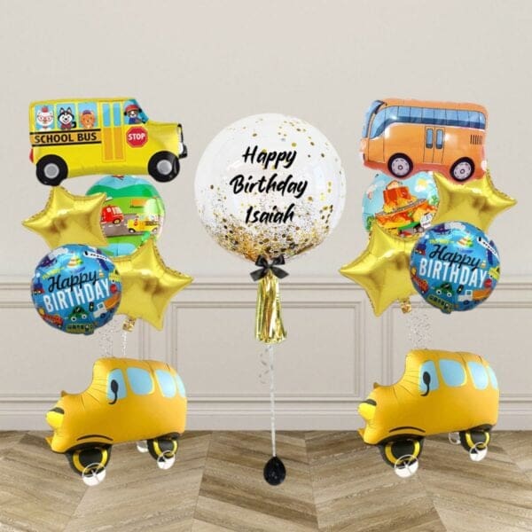 School Bus Transportation Birthday Celeb Balloon Package