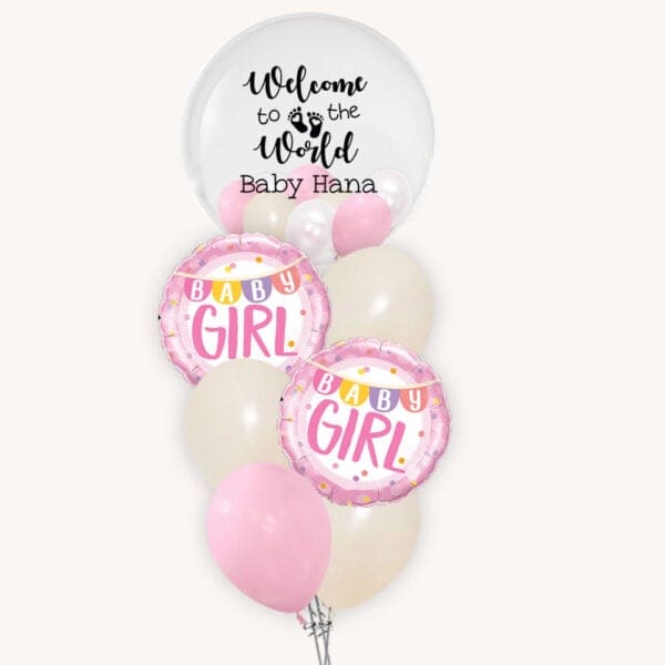 Welcome Baby Girl Bubble Pop Balloon Bouquet